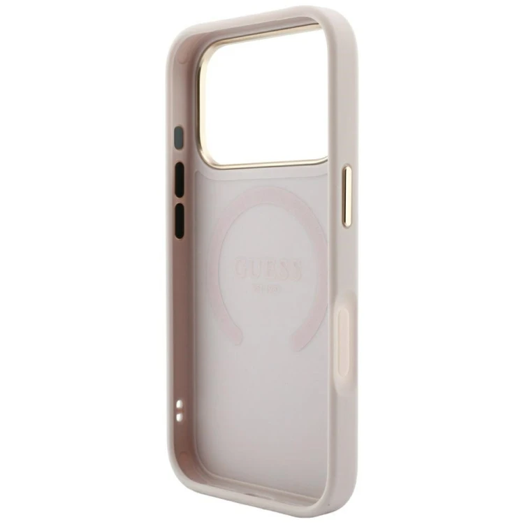 Etui Guess Saffiano Peony & Ring MagSafe do Apple iPhone 18 Pro / 17 Pro różowy