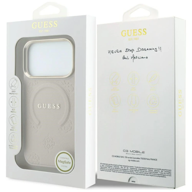 Etui Guess Saffiano Peony & Ring MagSafe do Apple iPhone 18 Pro / 17 Pro różowy