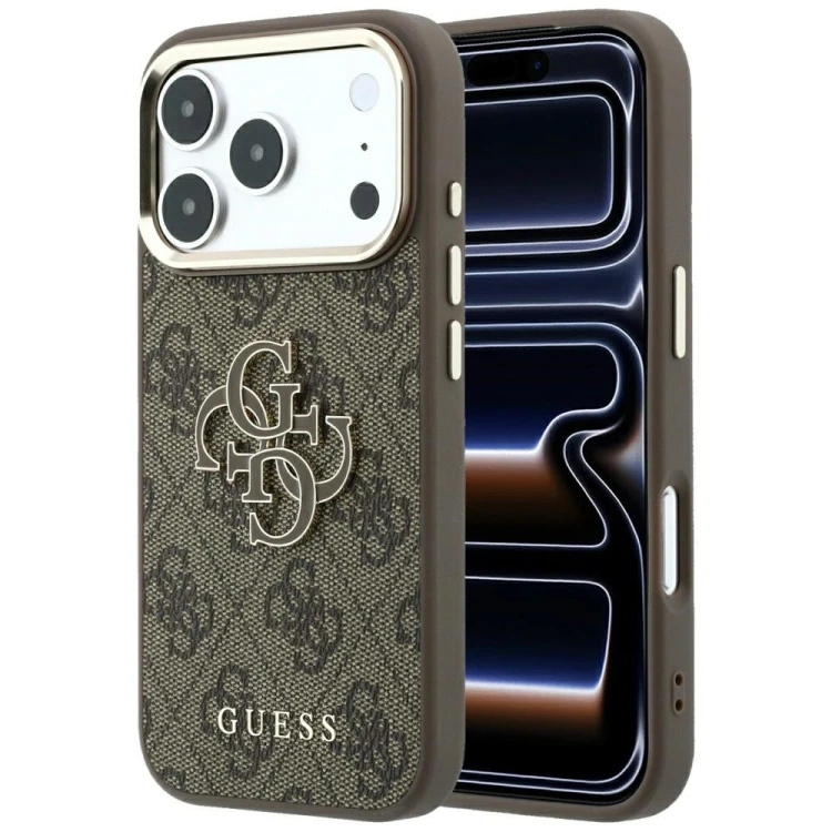 Etui Guess 4G & Big Resin Logo do Apple iPhone 18 Pro Max / 17 Pro Max brązowy