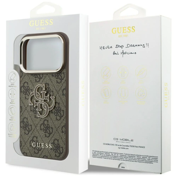 Etui Guess 4G & Big Resin Logo do Apple iPhone 18 Pro Max / 17 Pro Max brązowy