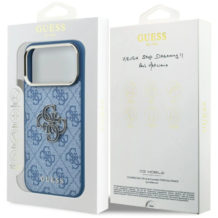Etui Guess 4G & Big Resin Logo do Apple iPhone 18 Pro Max / 17 Pro Max jasnoniebieski