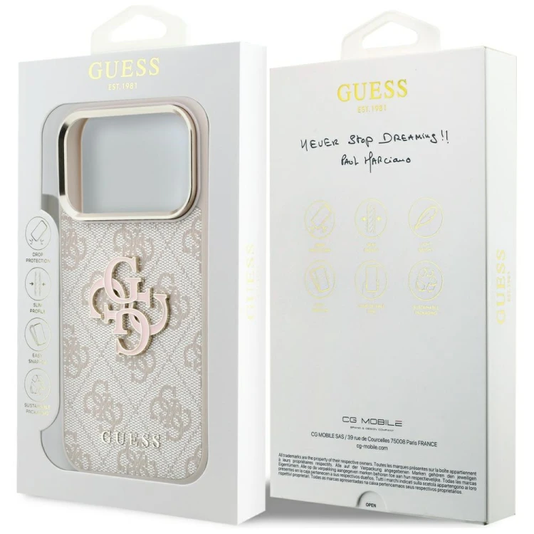 Etui Guess 4G & Big Resin Logo do Apple iPhone 18 Pro Max / 17 Pro Max różowy