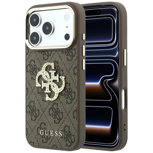 Etui Guess 4G & Big Strass Logo do Apple iPhone 18 Pro Max / 17 Pro Max brązowy