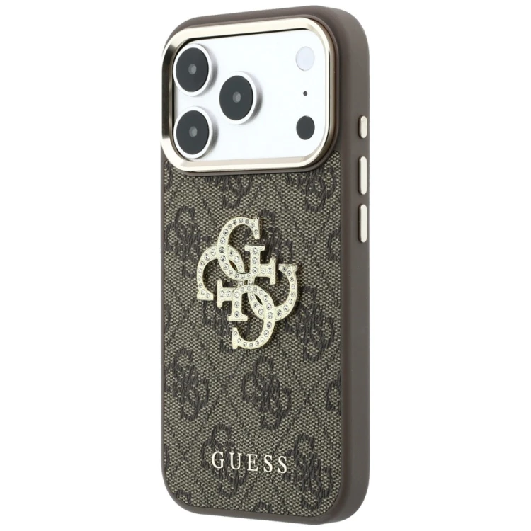 Etui Guess 4G & Big Strass Logo do Apple iPhone 18 Pro Max / 17 Pro Max brązowy
