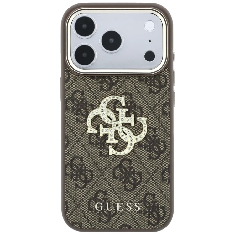 Etui Guess 4G & Big Strass Logo do Apple iPhone 18 Pro Max / 17 Pro Max brązowy