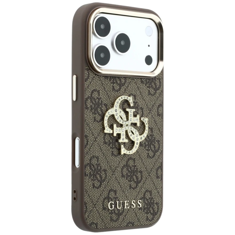 Etui Guess 4G & Big Strass Logo do Apple iPhone 18 Pro Max / 17 Pro Max brązowy