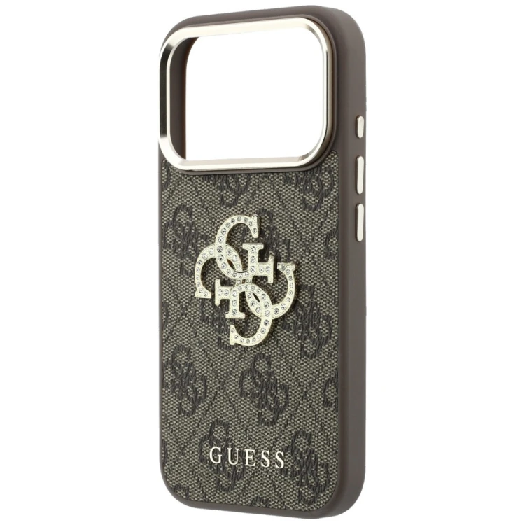 Etui Guess 4G & Big Strass Logo do Apple iPhone 18 Pro Max / 17 Pro Max brązowy