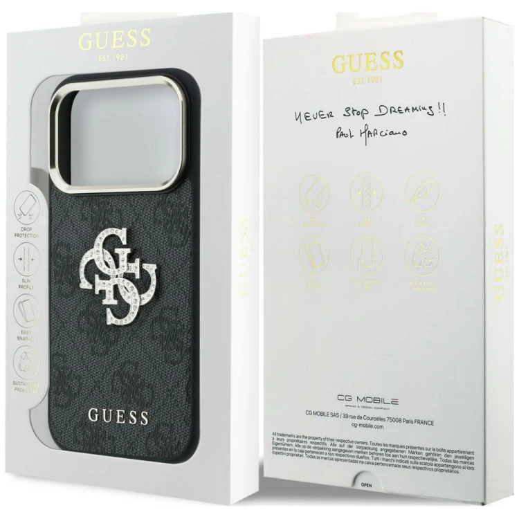 Etui Guess 4G & Big Strass Logo do Apple iPhone 18 Pro Max / 17 Pro Max czarny