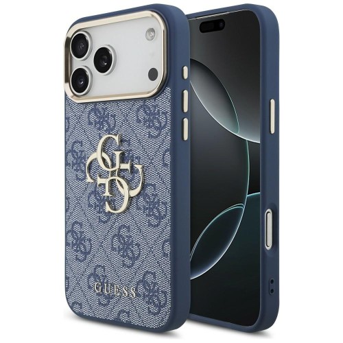 Etui Guess 4G Big 4G Classic Logo do Apple iPhone 18 Pro Max / 17 Pro Max niebieski złoty