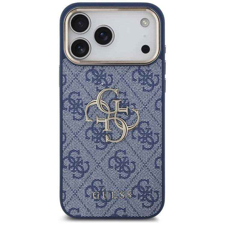 Etui Guess 4G Big 4G Classic Logo do Apple iPhone 18 Pro Max / 17 Pro Max niebieski złoty