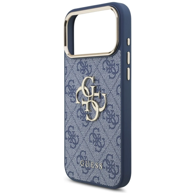Etui Guess 4G Big 4G Classic Logo do Apple iPhone 18 Pro Max / 17 Pro Max niebieski złoty
