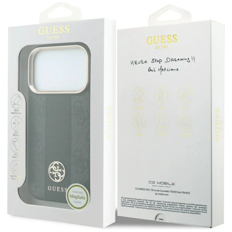 Etui Guess 4G with Stripe Round and Classic Logos MagSafe do Apple iPhone 18 Pro Max / 17 Pro Max cz
