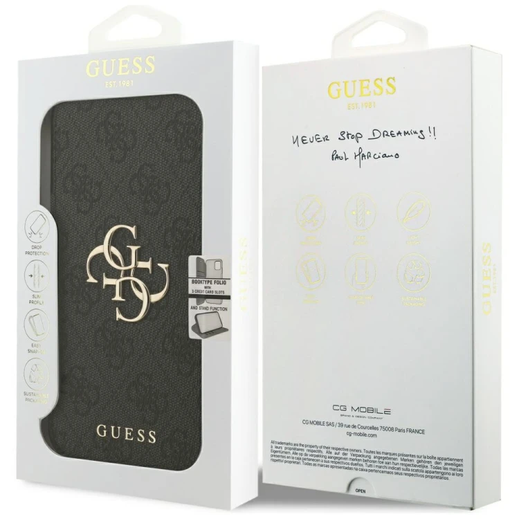 Etui Guess Book 4G Metal Logo do Apple iPhone 18 Pro Max / 17 Pro Max czarny