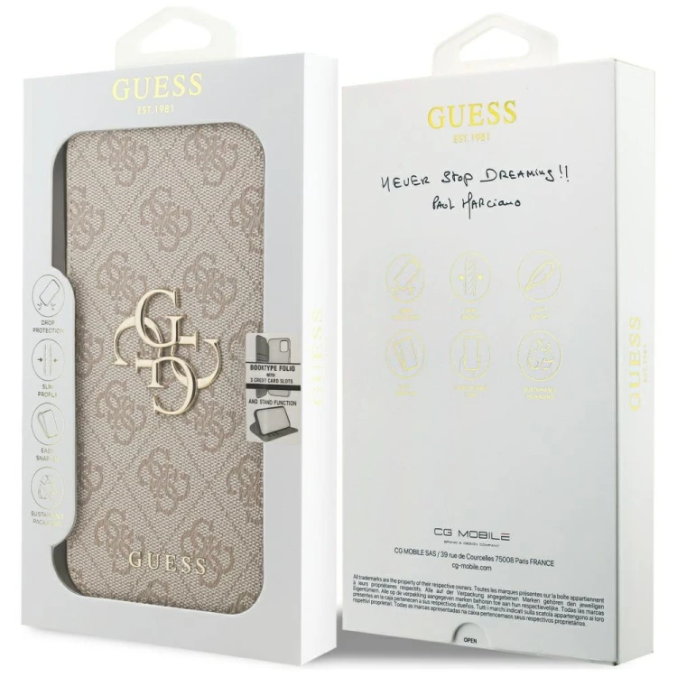 Etui Guess Book 4G Metal Logo do Apple iPhone 18 Pro Max / 17 Pro Max różowy