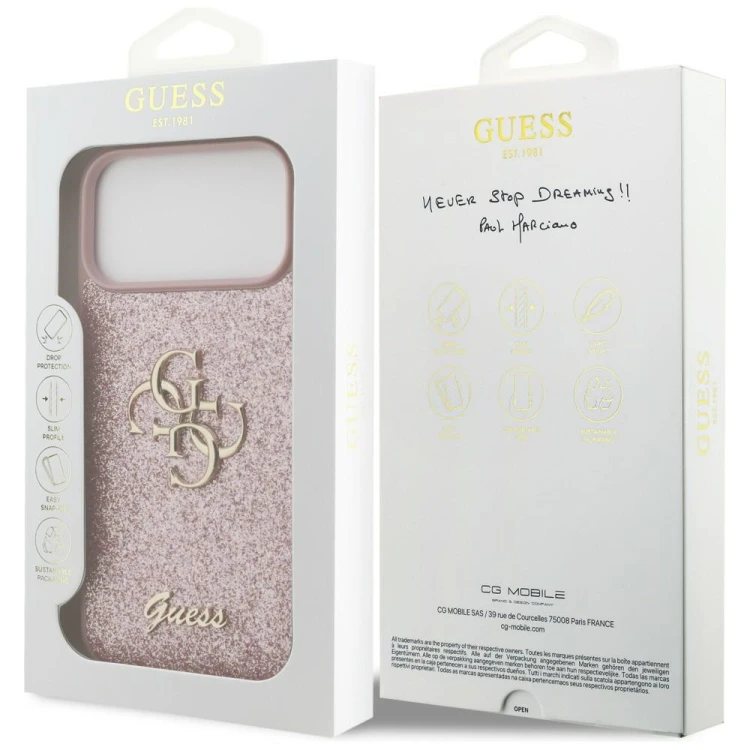 Etui Guess Fixed Glitter Big 4G do Apple iPhone 18 Pro Max / 17 Pro Max różowy