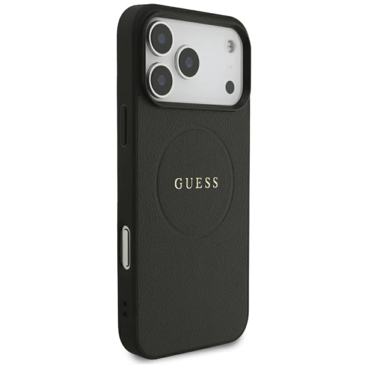 Etui Guess Grained Gold Ring MagSafe do Apple iPhone 18 Pro Max / 17 Pro Max czarny