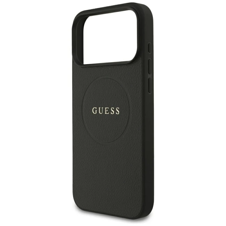 Etui Guess Grained Gold Ring MagSafe do Apple iPhone 18 Pro Max / 17 Pro Max czarny