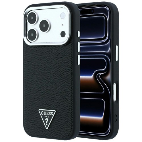 Etui Guess Grained Triangle Logo MagSafe do Apple iPhone 18 Pro Max / 17 Pro Max czarny