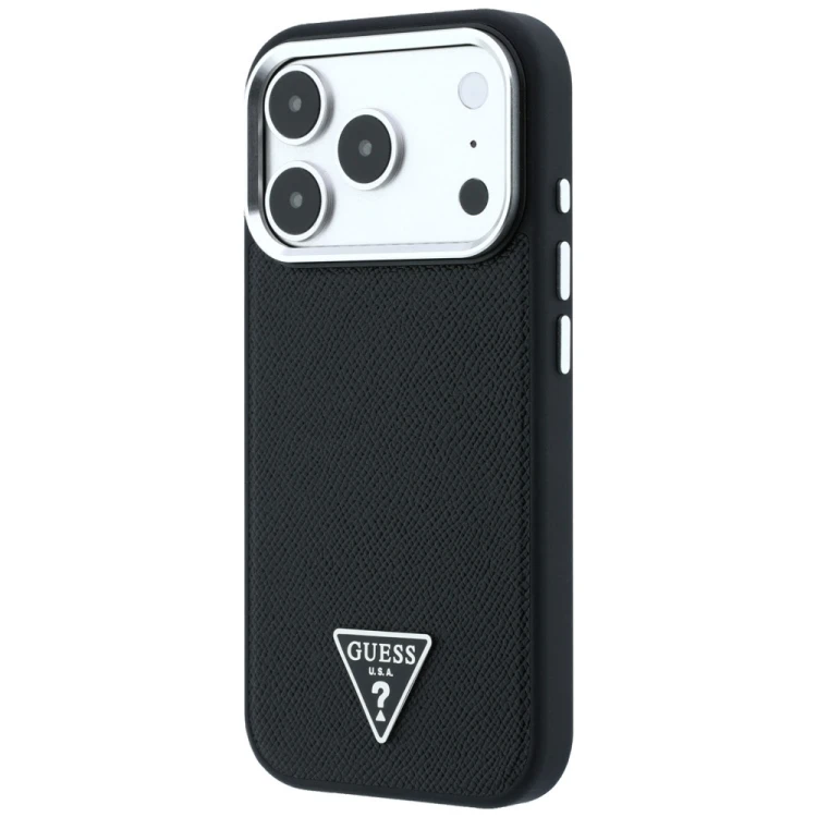 Etui Guess Grained Triangle Logo MagSafe do Apple iPhone 18 Pro Max / 17 Pro Max czarny