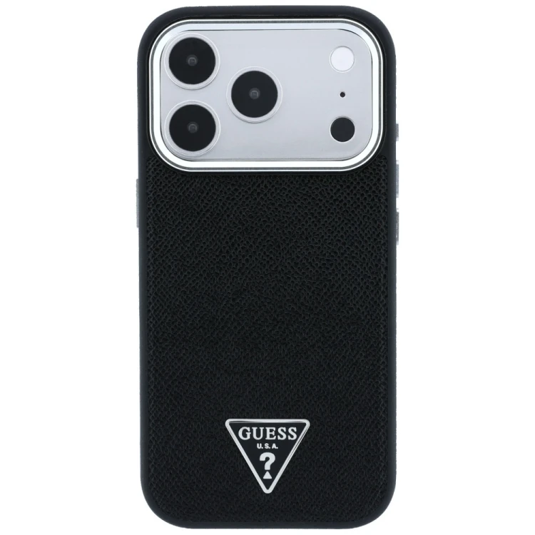 Etui Guess Grained Triangle Logo MagSafe do Apple iPhone 18 Pro Max / 17 Pro Max czarny