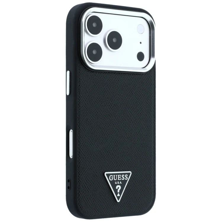 Etui Guess Grained Triangle Logo MagSafe do Apple iPhone 18 Pro Max / 17 Pro Max czarny