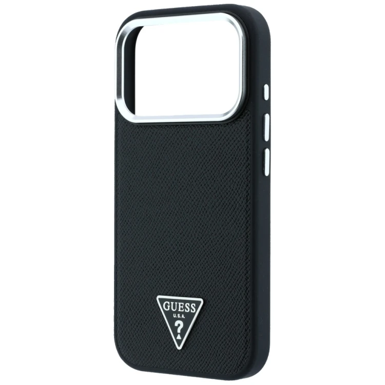 Etui Guess Grained Triangle Logo MagSafe do Apple iPhone 18 Pro Max / 17 Pro Max czarny