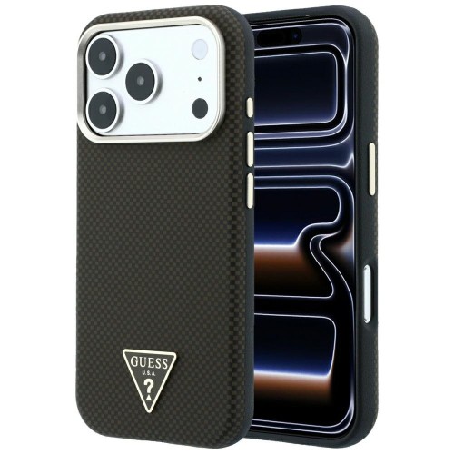 Etui Guess Kevlar Triangle Logo MagSafe do Apple iPhone 18 Pro Max / 17 Pro Max brązowy