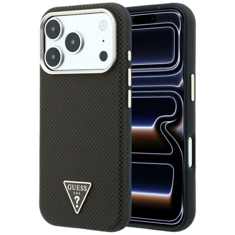 Etui Guess Kevlar Triangle Logo MagSafe do Apple iPhone 18 Pro Max / 17 Pro Max brązowy