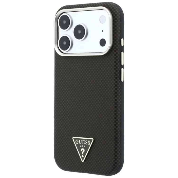 Etui Guess Kevlar Triangle Logo MagSafe do Apple iPhone 18 Pro Max / 17 Pro Max brązowy