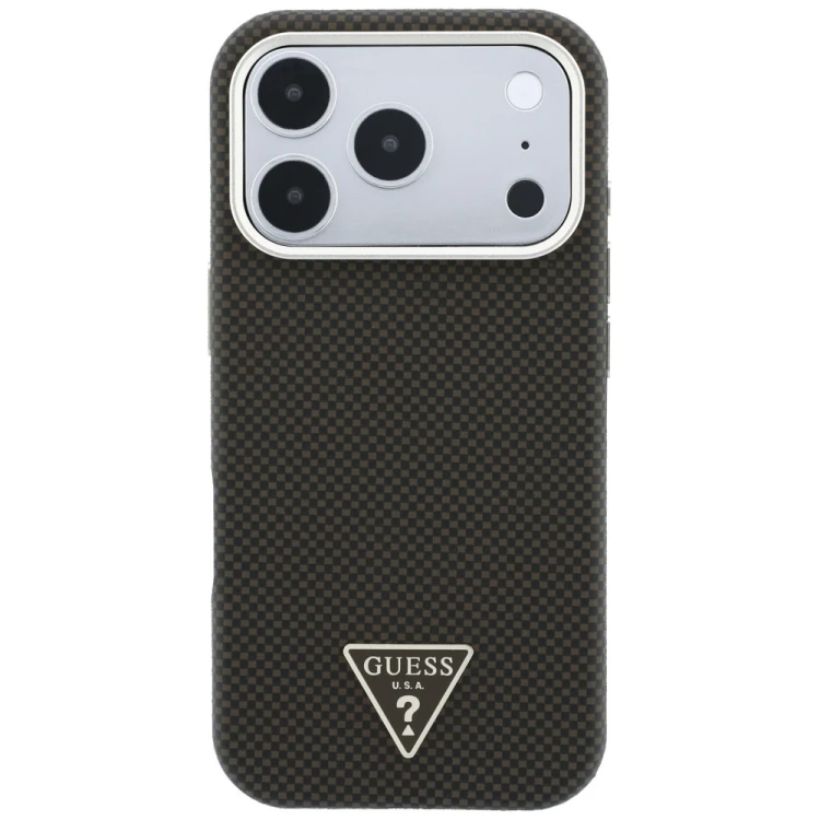 Etui Guess Kevlar Triangle Logo MagSafe do Apple iPhone 18 Pro Max / 17 Pro Max brązowy