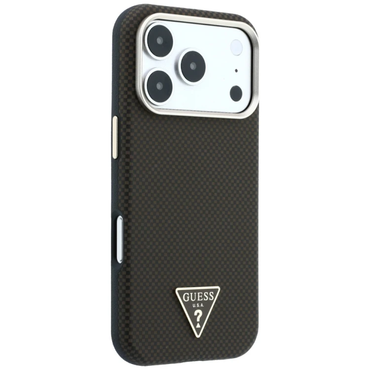 Etui Guess Kevlar Triangle Logo MagSafe do Apple iPhone 18 Pro Max / 17 Pro Max brązowy