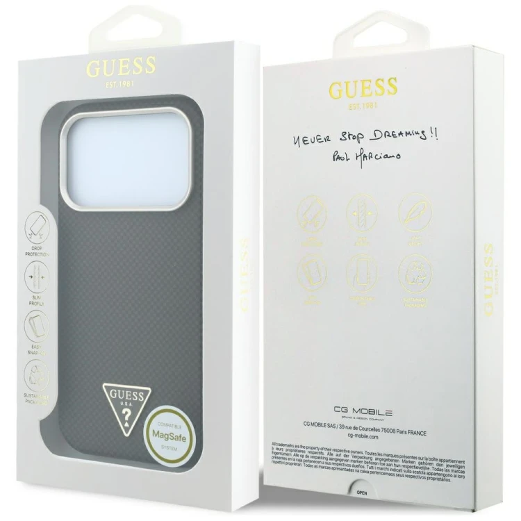 Etui Guess Kevlar Triangle Logo MagSafe do Apple iPhone 18 Pro Max / 17 Pro Max brązowy