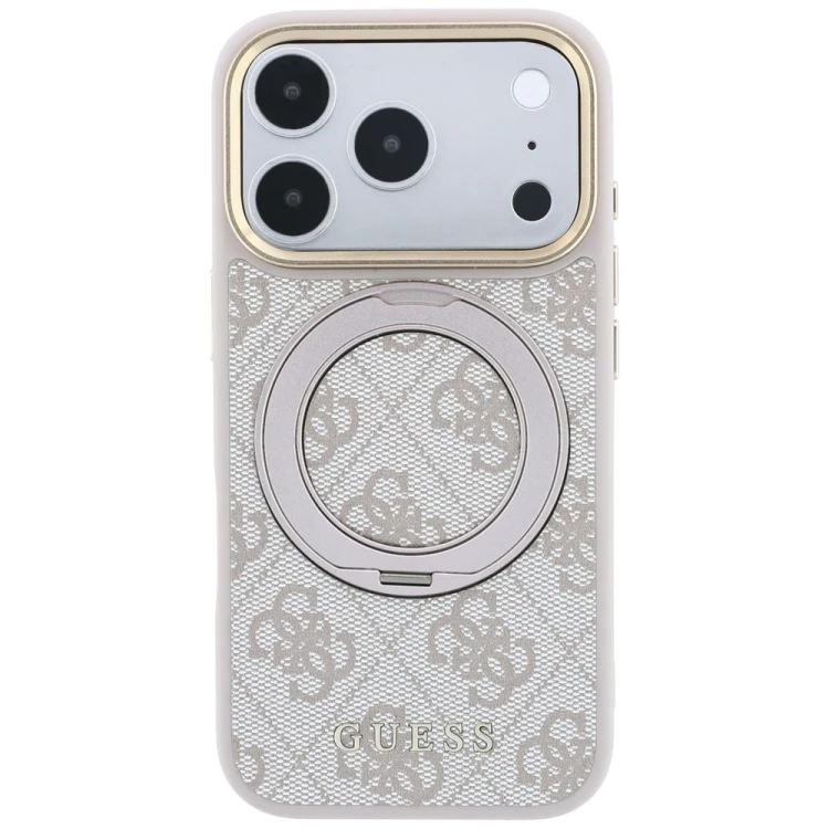 Etui Guess Ring Stand 360 4G Classic Logo MagSafe do Apple iPhone 18 Pro Max / 17 Pro Max różowy