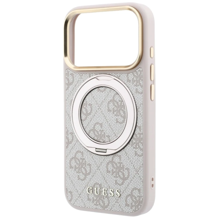 Etui Guess Ring Stand 360 4G Classic Logo MagSafe do Apple iPhone 18 Pro Max / 17 Pro Max różowy