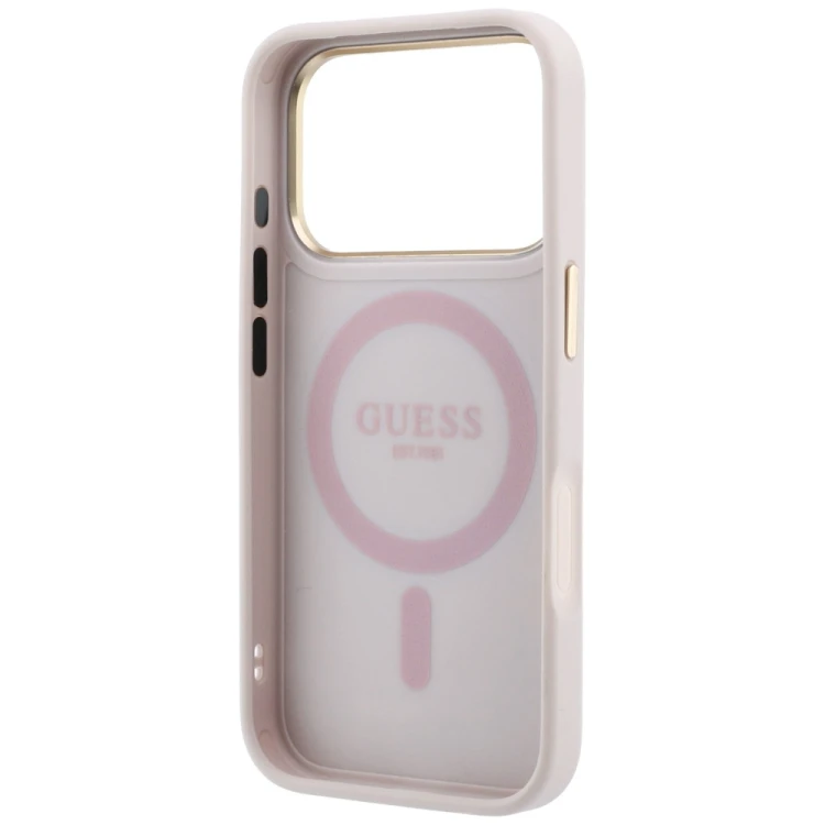 Etui Guess Ring Stand 360 4G Classic Logo MagSafe do Apple iPhone 18 Pro Max / 17 Pro Max różowy