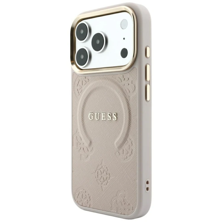Etui Guess Saffiano Peony & Ring MagSafe do Apple iPhone 18 Pro Max / 17 Pro Max różowy