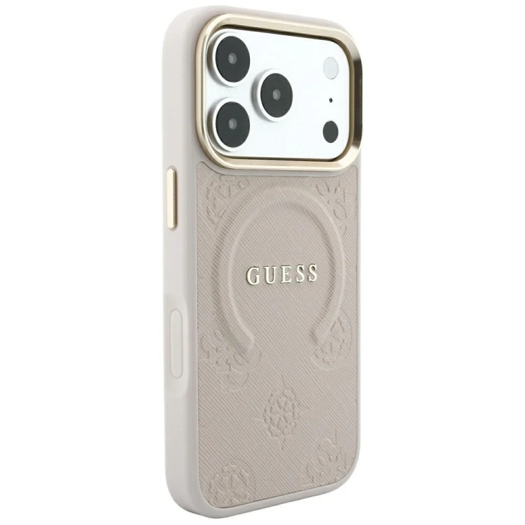 Etui Guess Saffiano Peony & Ring MagSafe do Apple iPhone 18 Pro Max / 17 Pro Max różowy