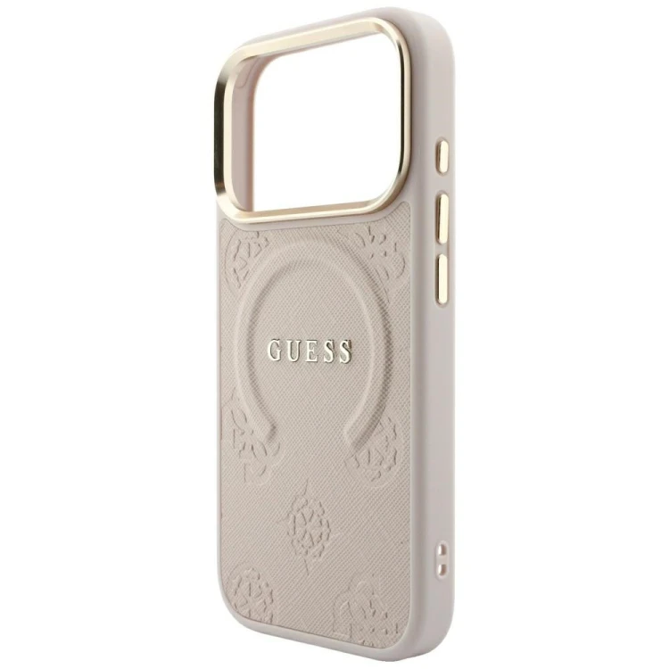 Etui Guess Saffiano Peony & Ring MagSafe do Apple iPhone 18 Pro Max / 17 Pro Max różowy