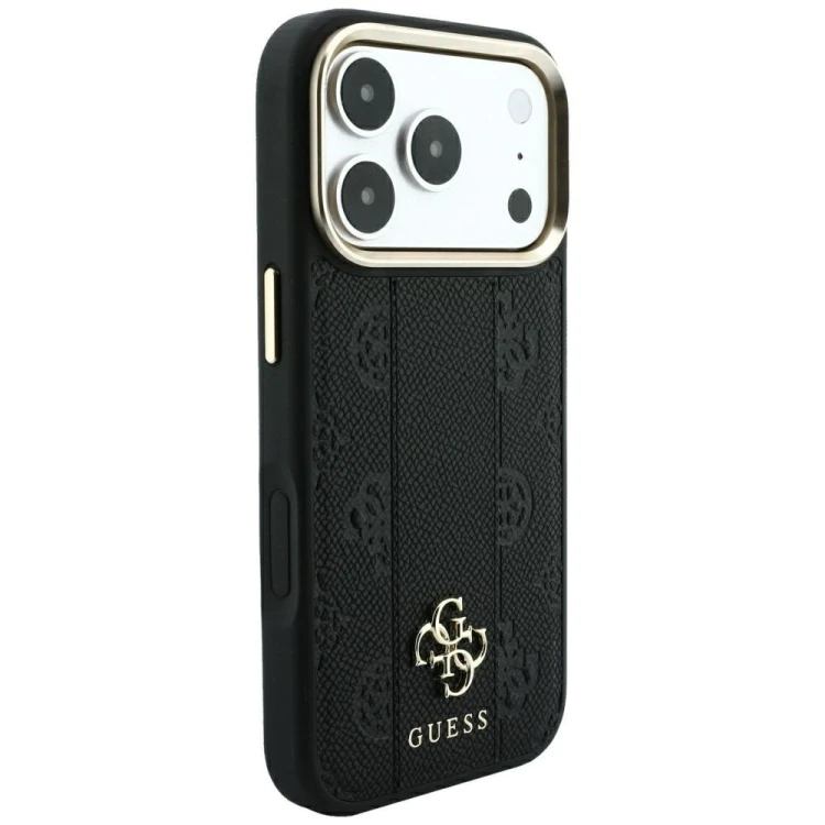 Etui Guess Stripe Peony 4G Logo MagSafe do Apple iPhone 18 Pro Max / 17 Pro Max czarny