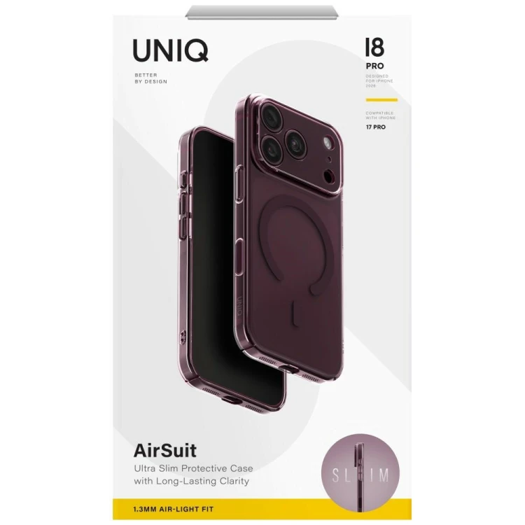 Etui UNIQ Airsuit do Apple iPhone 18 Pro / 17 Pro Magclick Charging burgundowy