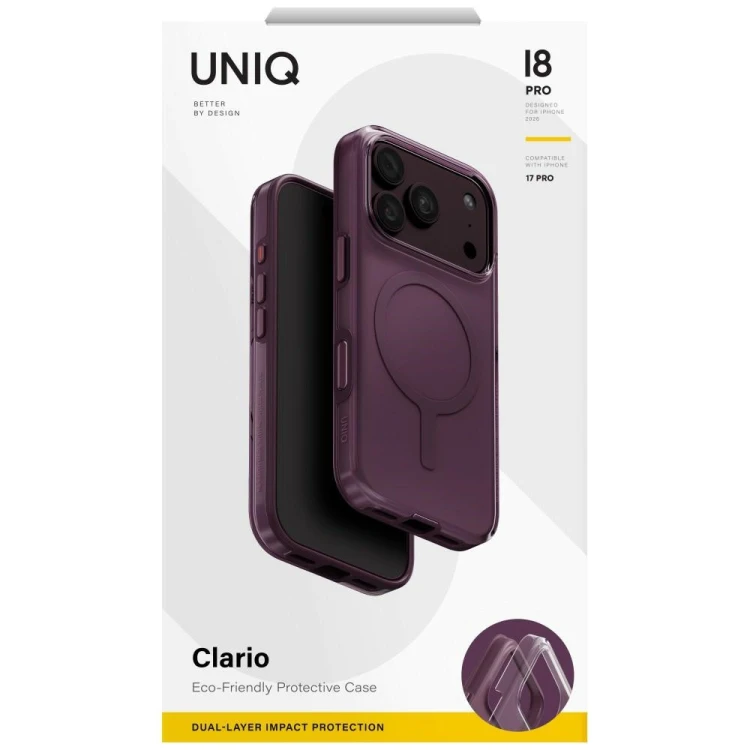 Etui UNIQ Clario do Apple iPhone 18 Pro / 17 Pro Magclick Charging eco fioletowy