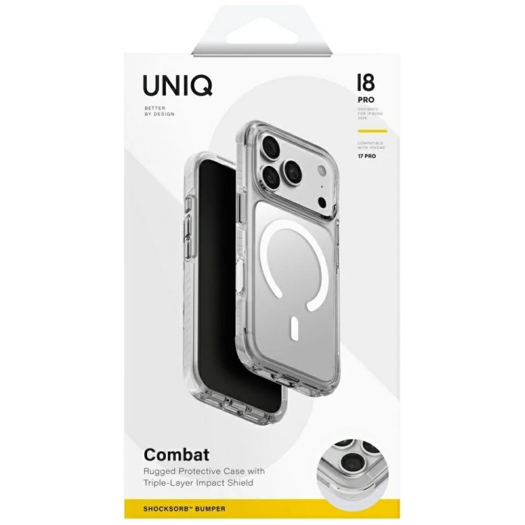 Etui UNIQ Combat do Apple iPhone 18 Pro / 17 Pro Magclick Charging biały