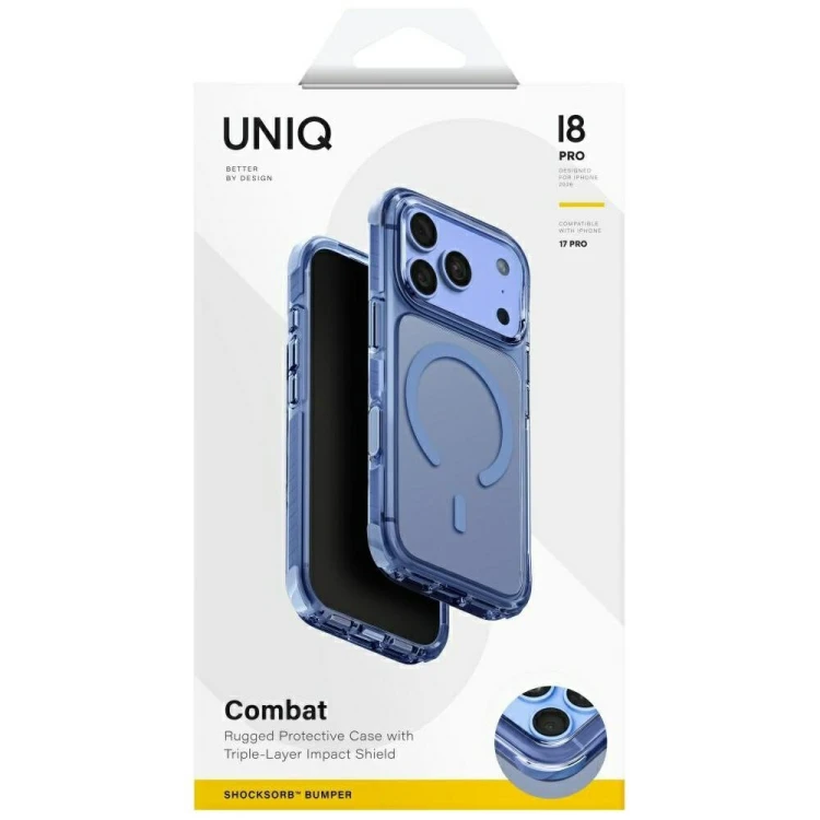 Etui UNIQ Combat do Apple iPhone 18 Pro / 17 Pro Magclick Charging niebieski