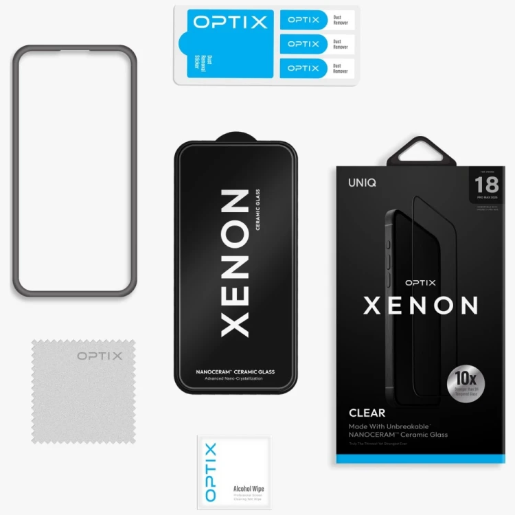 Szkło ceramiczne UNIQ Optix Xenon Nanoceram do Apple iPhone 18 Pro