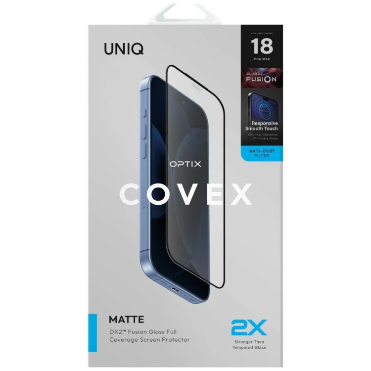 Szkło hartowane UNIQ Optix Covex Matte DX2 do Apple iPhone 18 Pro