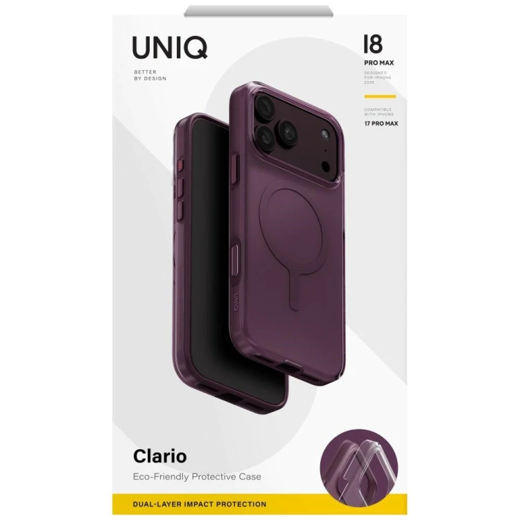 Etui UNIQ Clario do Apple iPhone 18 Pro Max / 17 Pro Max Magclick Charging eco fioletowy
