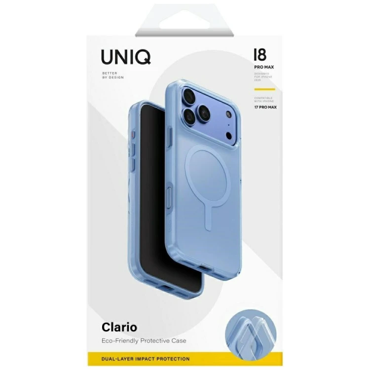 Etui UNIQ Clario do Apple iPhone 18 Pro Max / 17 Pro Max Magclick Charging niebieski