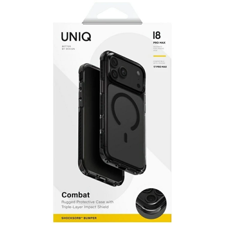 Etui UNIQ Combat do Apple iPhone 18 Pro Max / 17 Pro Max Magclick Charging czarny
