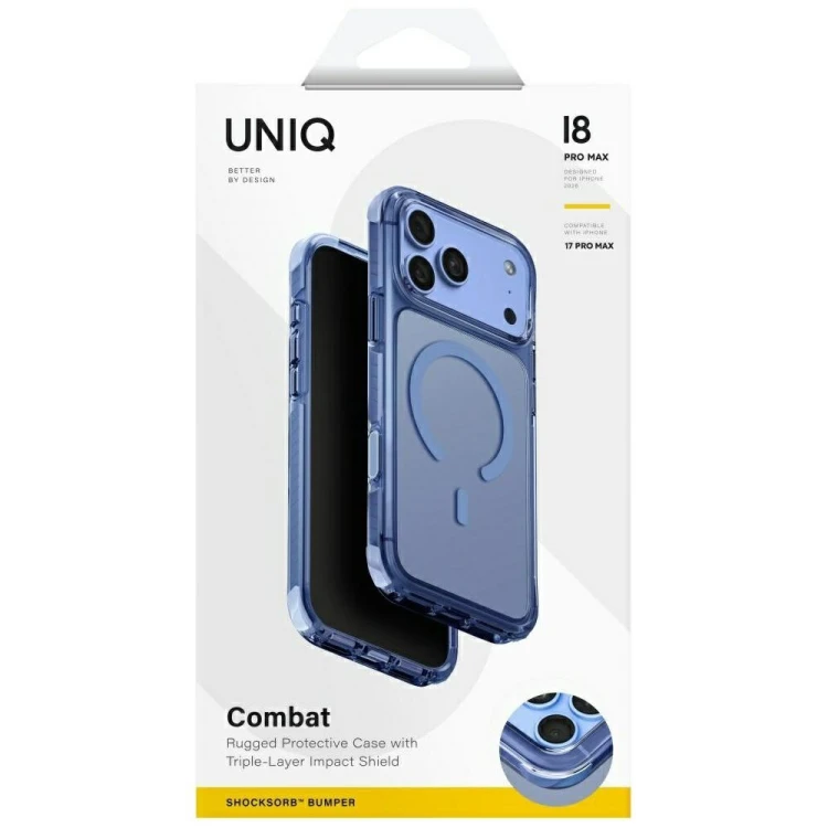 Etui UNIQ Combat do Apple iPhone 18 Pro Max / 17 Pro Max Magclick Charging niebieski