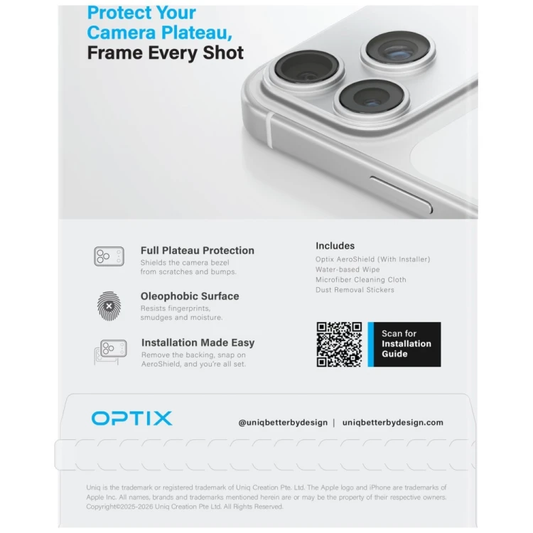 Ochrona modułu kamery aparatu UNIQ Optix Aeroshield Camera Module Protector do Apple iPhone 18 Pro M